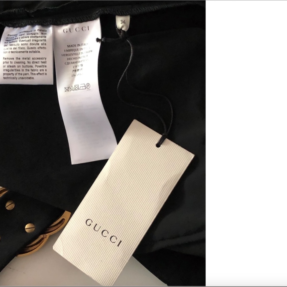 GUCCI GUCCI BLACK PLEAT-FRONT FLARED TROUSERS - Picture 16 of 16